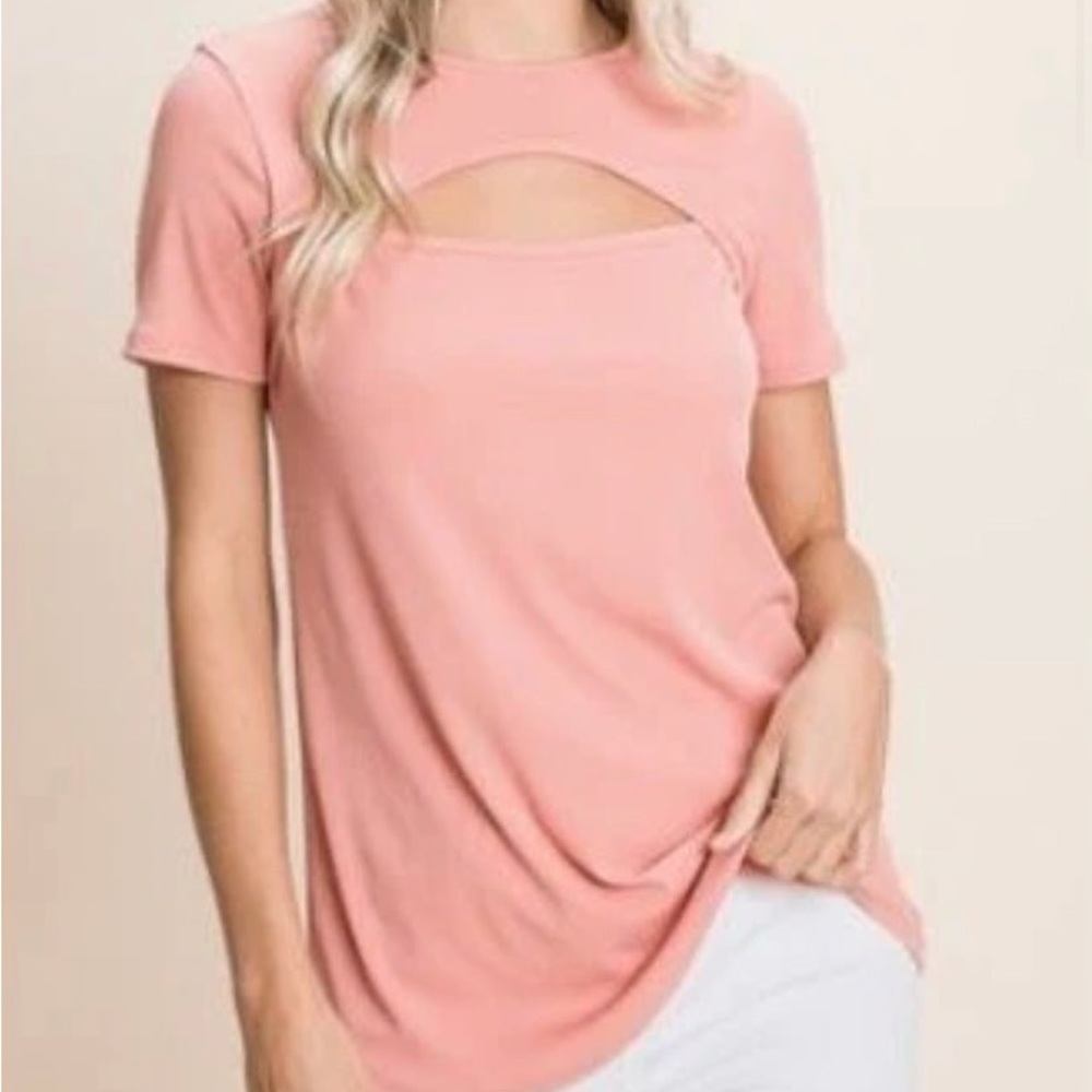 Peach Cut Out Ribbed Top